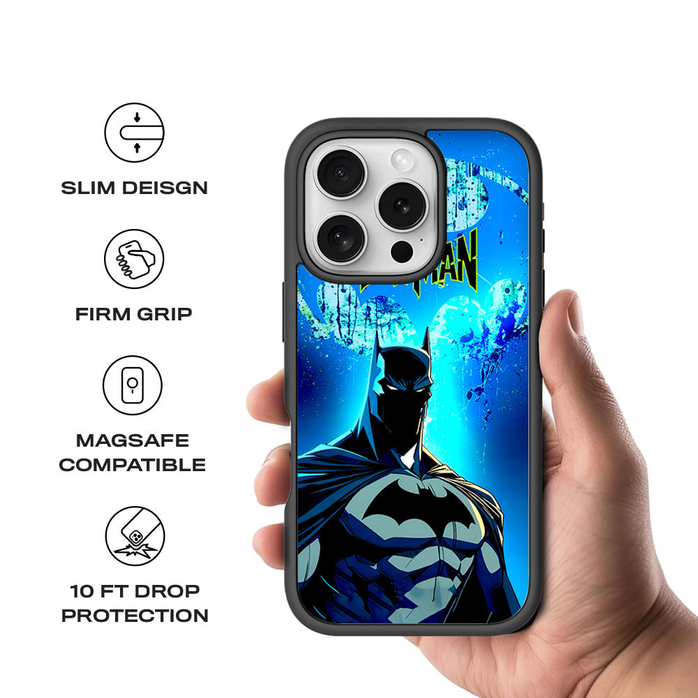 Batman Dark Knight Bright Style Comics 3D Skin with Shockguard Armour Magsafe Case for Apple iPhone 16 Pro