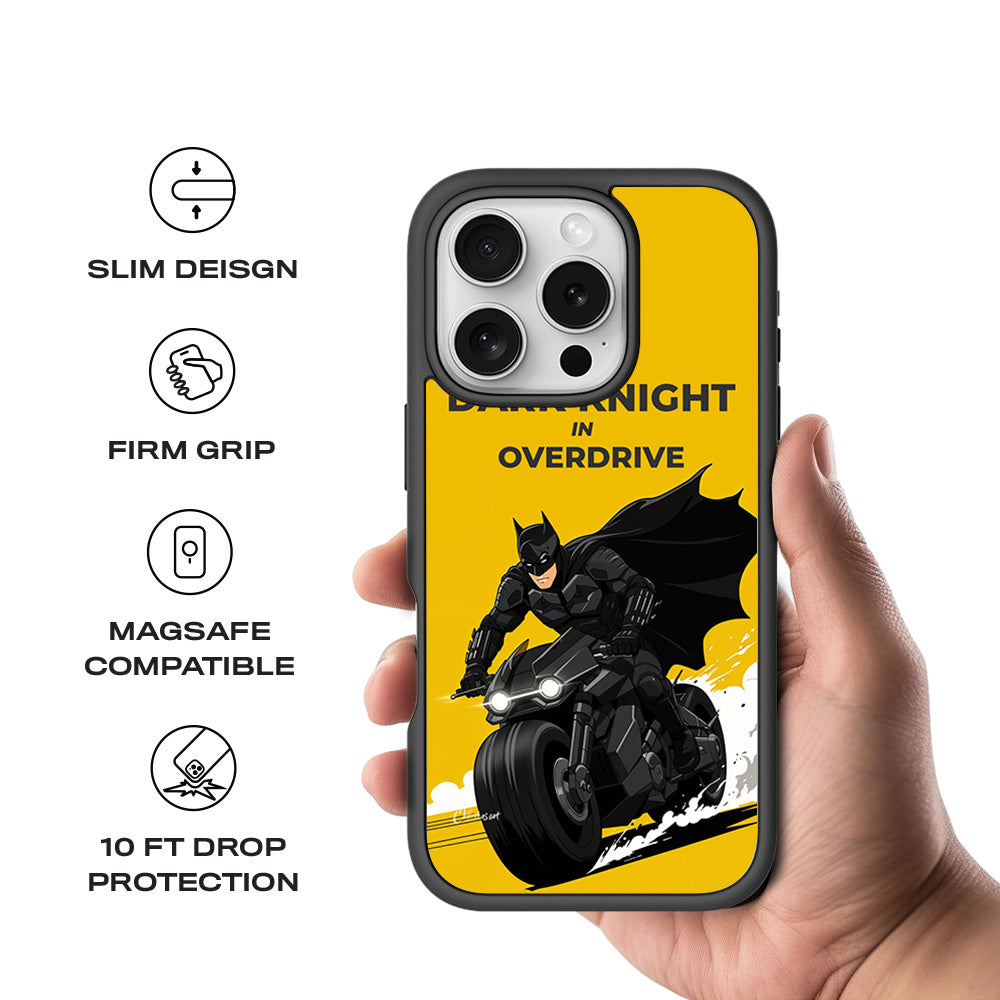 Dark Knight Overdrive Comics 3D Skin with Shockguard Armour Magsafe Case for Apple iPhone 16 Pro