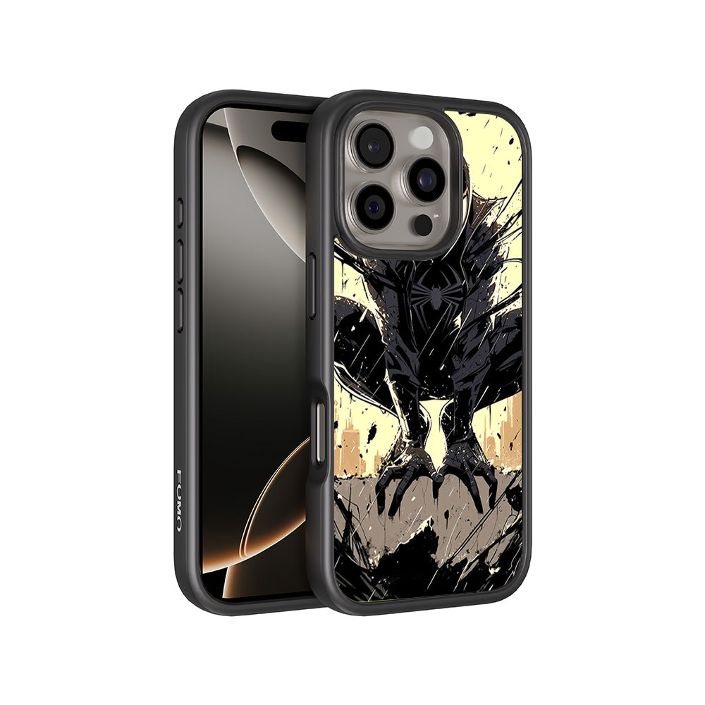 The Venomous Shadow in Black Silence Comics 3D Skin with Shockguard Armour Magsafe Case for Apple iPhone 16 Pro