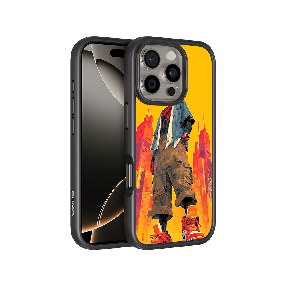 nto the Spider-Verse: Neon Skyline Hero Comics 3D Skin with Shockguard Armour Magsafe Case for Apple iPhone 16 Pro