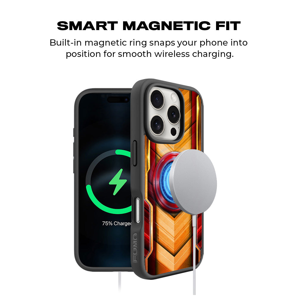 Iron Man Armor 3D Skin with Shockguard Armour Magsafe Case for Apple iPhone 16 Pro