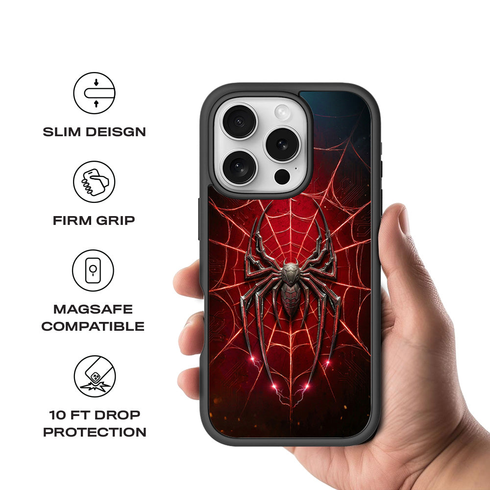 Spider-Man Black Suit 3D Skin with Shockguard Armour Magsafe Case for Apple iPhone 16 Pro
