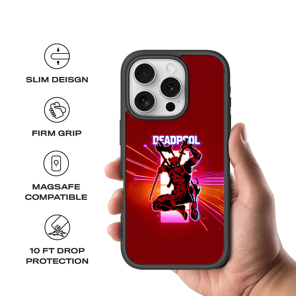 Deadpool Neon Outlaw 3D Skin with Shockguard Armour Magsafe Case for Apple iPhone 16 Pro