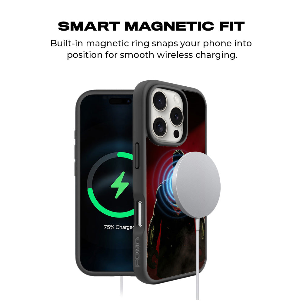 Man of Steel 3D Skin with Shockguard Armour Magsafe Case for Apple iPhone 16 Pro