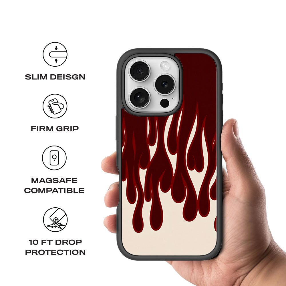 Flame Design 3D Skin with Shockguard Armour Magsafe Case for Apple iPhone 16 Pro