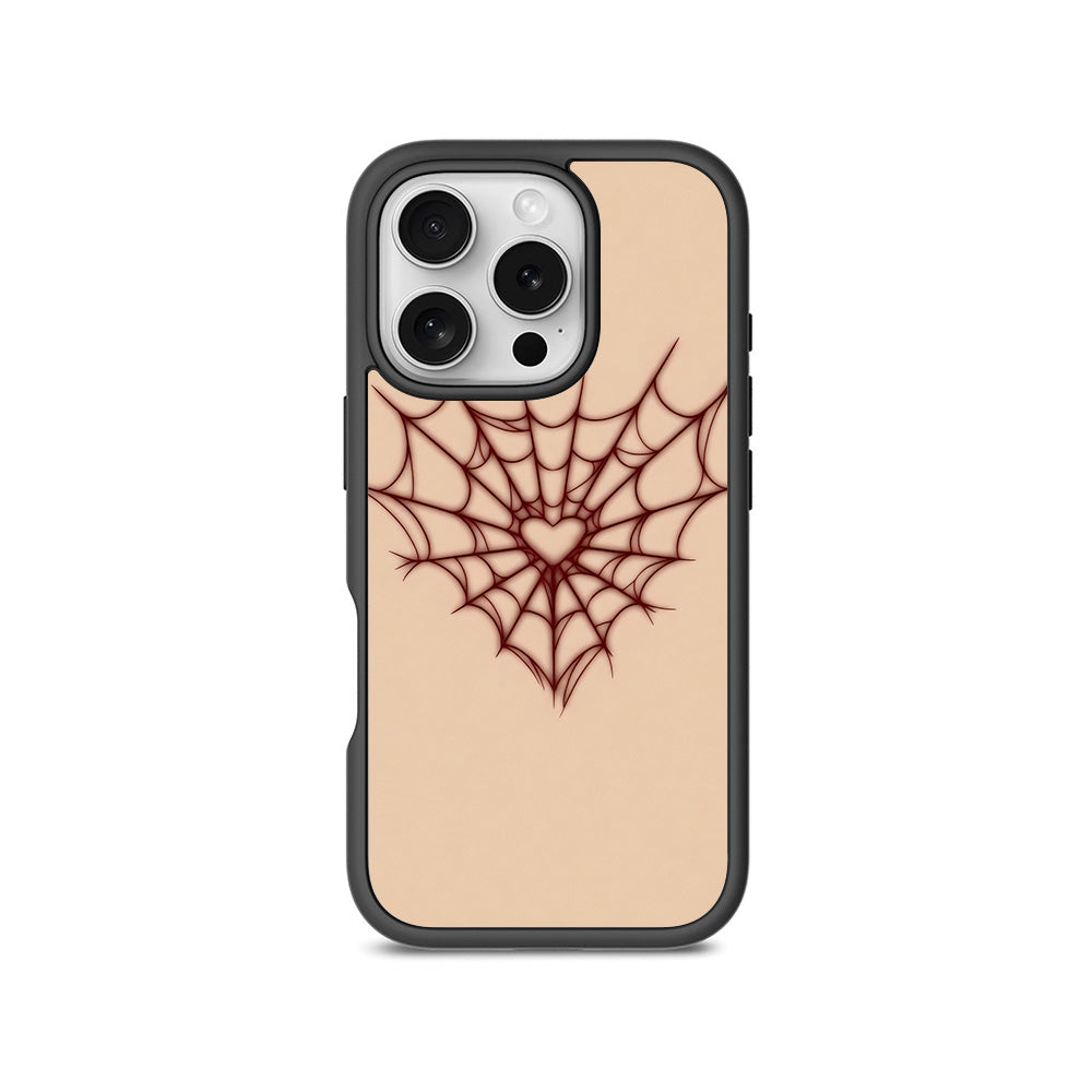 Spider Web Heart 3D Skin with Shockguard Armour Magsafe Case for Apple iPhone 16 Pro