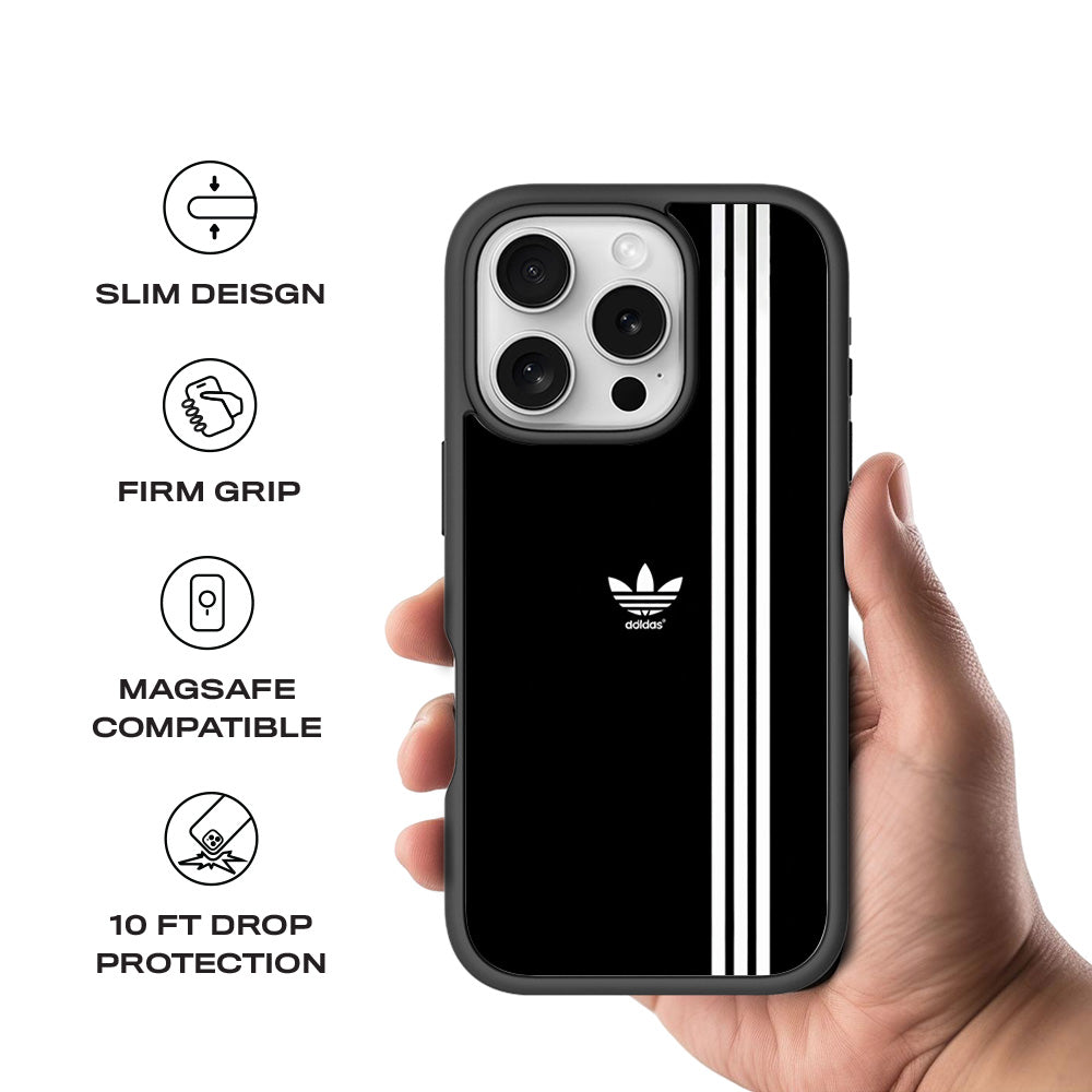Adidas Logo 3D Skin with Shockguard Armour Magsafe Case for Apple iPhone 16 Pro