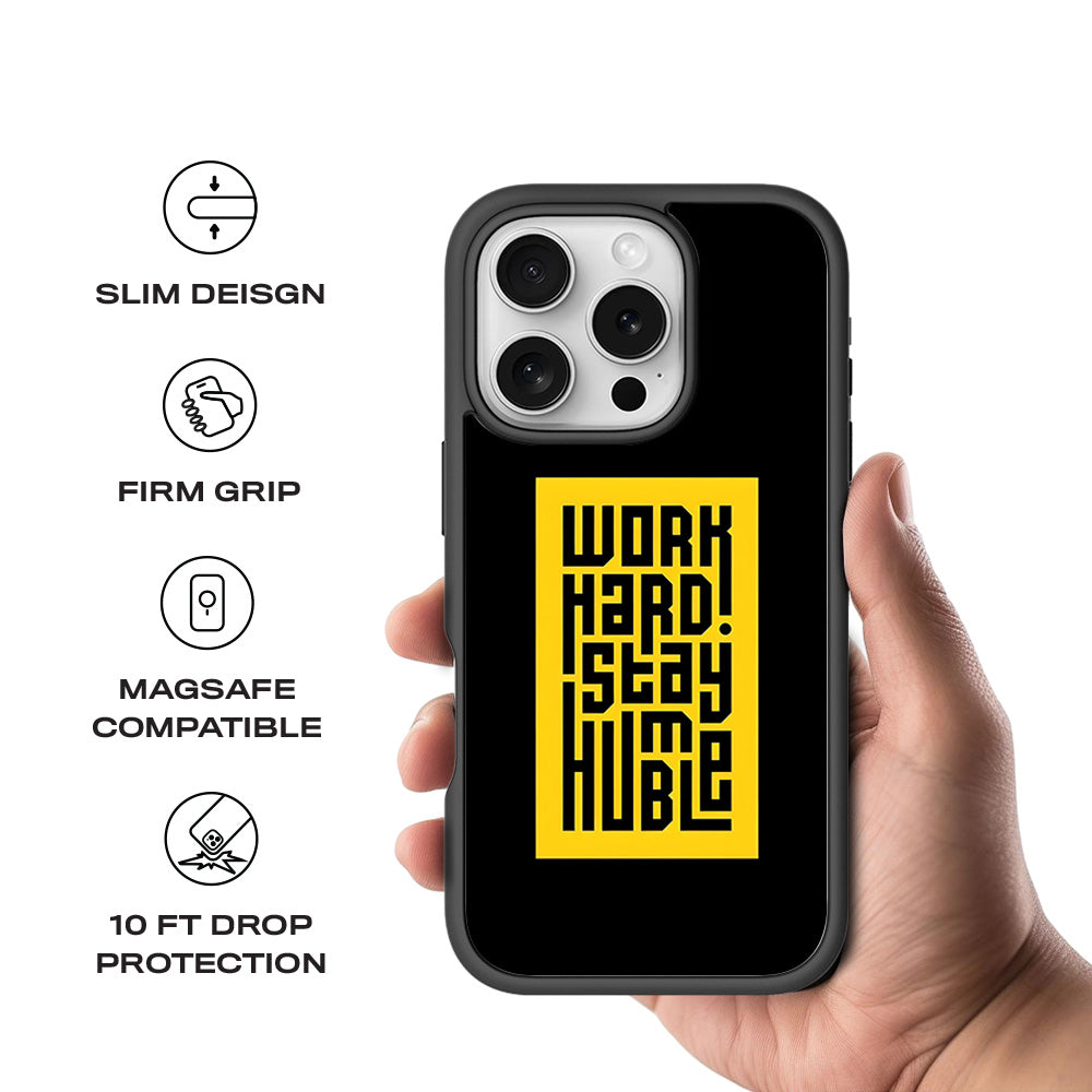 Work Hard Stay Humble 3D Skin with Shockguard Armour Magsafe Case for Apple iPhone 16 Pro
