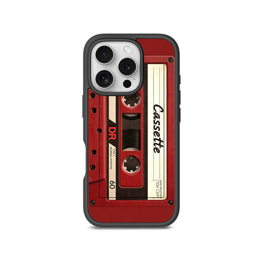 The Retro Cassette 3D Skin with Shockguard Armour Magsafe Case for Apple iPhone 16 Pro