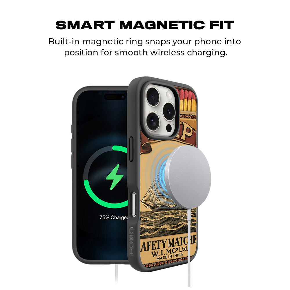 Ship Safety Matches 3D Skin with Shockguard Armour Magsafe Case for Apple iPhone 16 Pro
