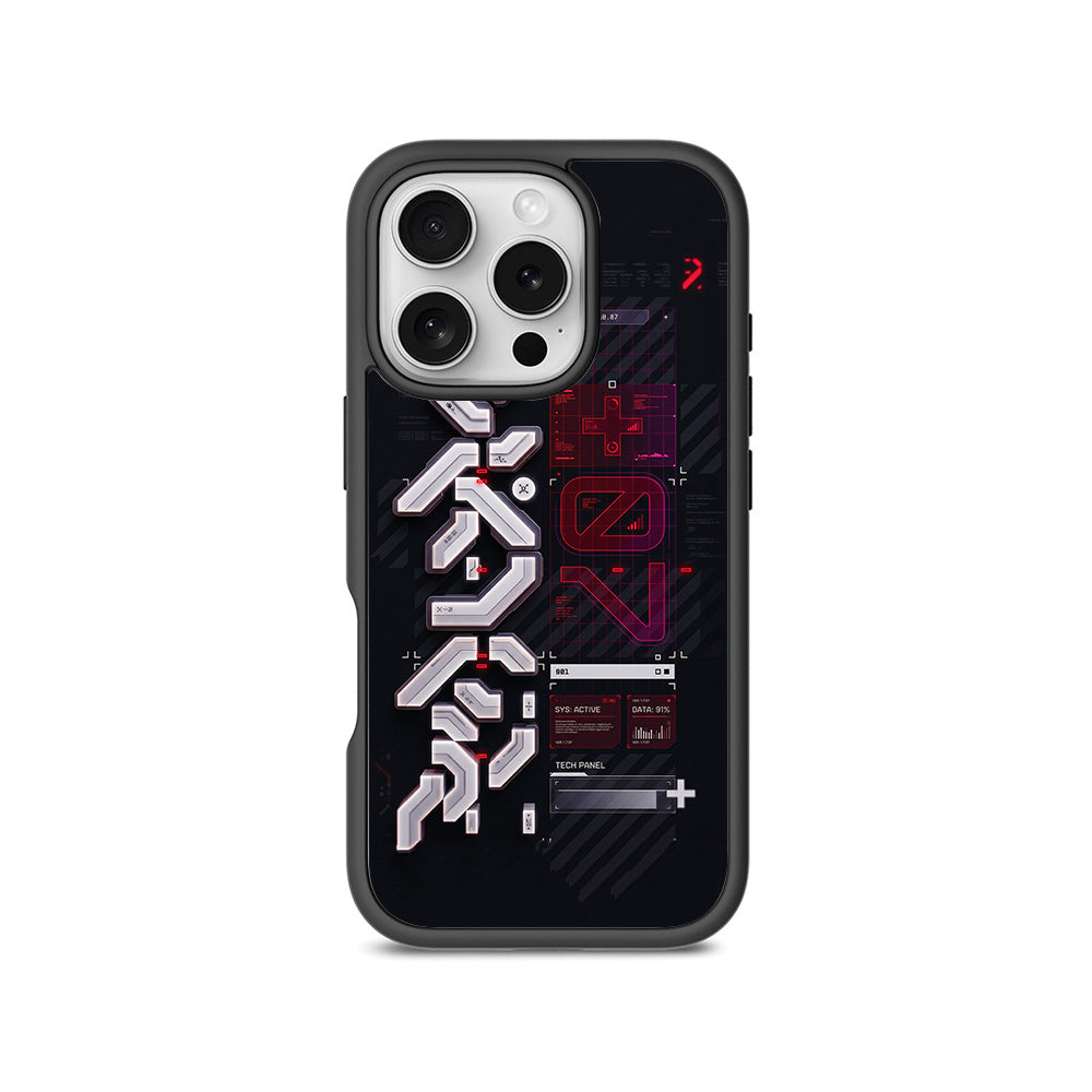 Tech Panel System Update 3D Skin with Shockguard Armour Magsafe Case for Apple iPhone 16 Pro