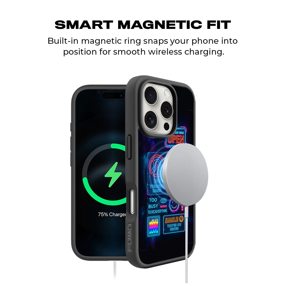 Neon Street Art 3D Skin with Shockguard Armour Magsafe Case for Apple iPhone 16 Pro