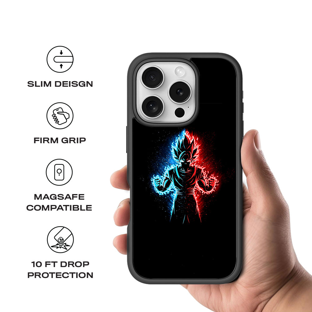 Vegeta in Dual Color Anime 3D Skin with Shockguard Armour Magsafe Case for Apple iPhone 16 Pro