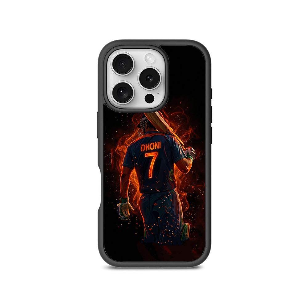 MS Dhoni Inferno Seven Cricket Sports 3D Skin with Shockguard Armour Magsafe Case for Apple iPhone 16 Pro Max