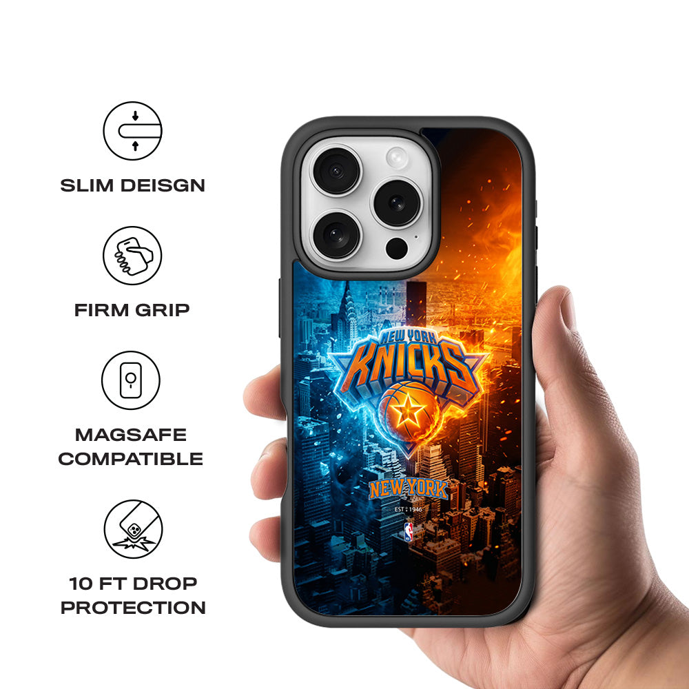 New York Knicks City Pride Sports 3D Skin with Shockguard Armour Magsafe Case for Apple iPhone 16 Pro Max