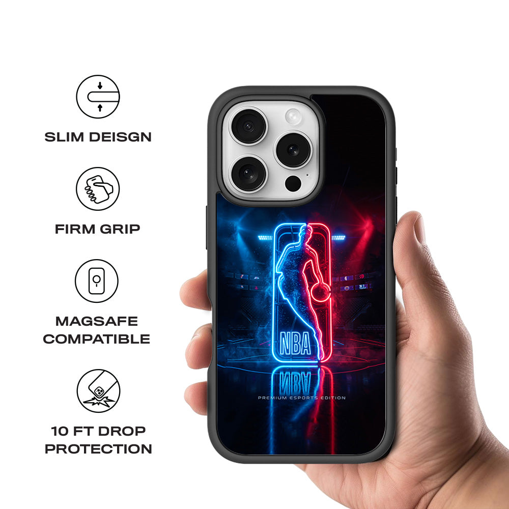 NBA Neon Arena Sports 3D Skin with Shockguard Armour Magsafe Case for Apple iPhone 16 Pro