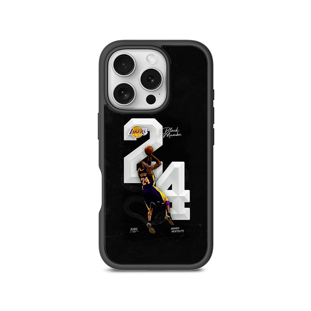 Kobe Bryant Black Mamba 24 Basketball Sports 3D Skin with Shockguard Armour Magsafe Case for Apple iPhone 16 Pro Max