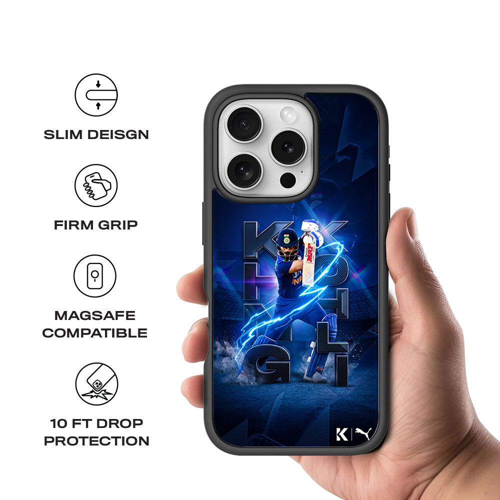 Virat Kohli King Kohli Cricket Sports 3D Skin with Shockguard Armour Magsafe Case for Apple iPhone 16 Pro Max