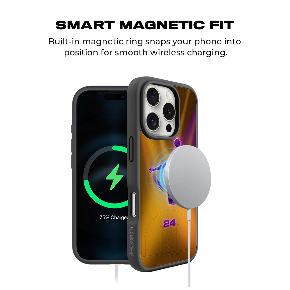 Purple Dunk 24 Sports 3D Skin with Shockguard Armour Magsafe Case for Apple iPhone 16 Pro
