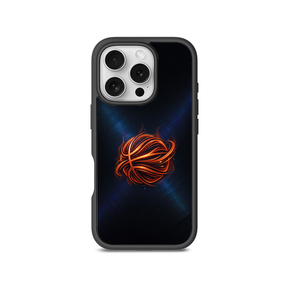 Basketball Inferno Sports 3D Skin with Shockguard Armour Magsafe Case for Apple iPhone 16 Pro