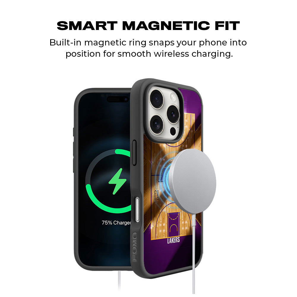 Lakers Championship Court Sports 3D Skin with Shockguard Armour Magsafe Case for Apple iPhone 16 Pro Max