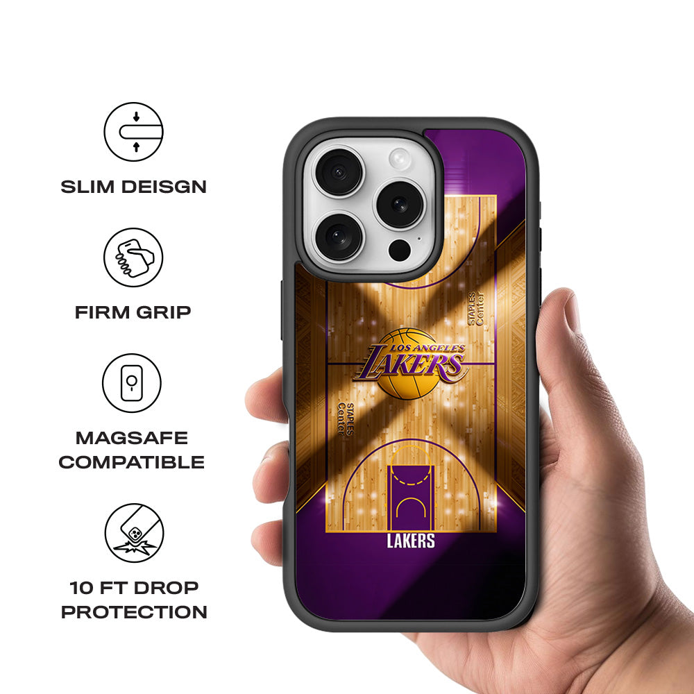 Lakers Championship Court Sports 3D Skin with Shockguard Armour Magsafe Case for Apple iPhone 16 Pro Max