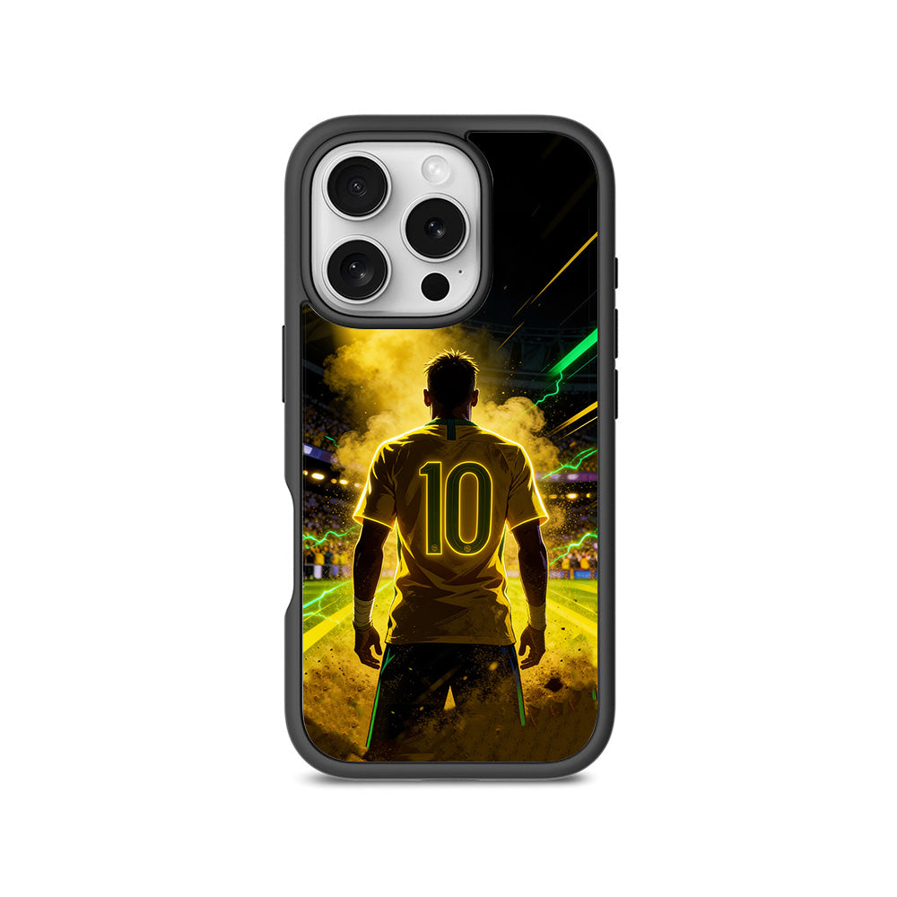 Brazil Number 10 Football Sports 3D Skin with Shockguard Armour Magsafe Case for Apple iPhone 16 Pro