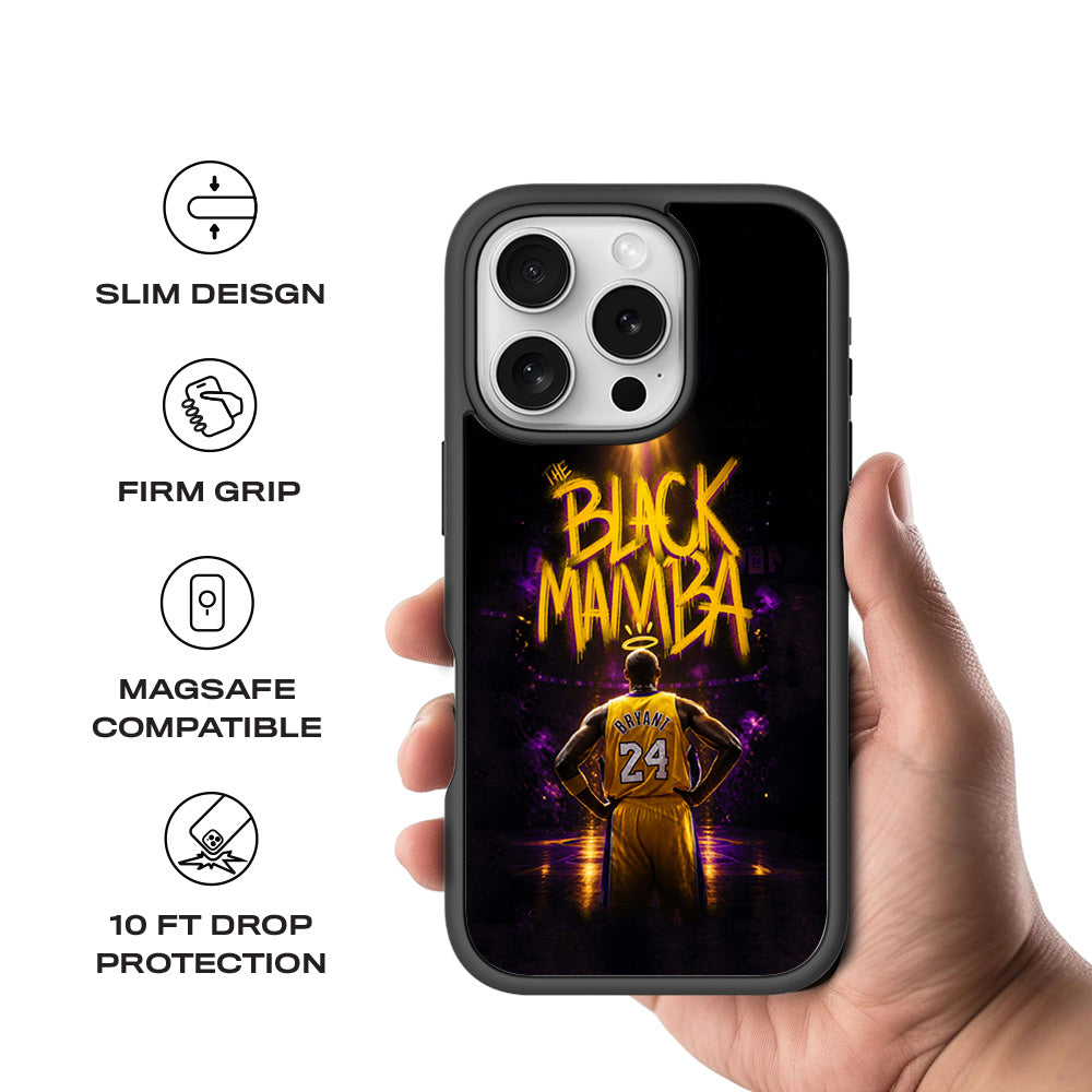 Black Mamba 24 Basketball Sports 3D Skin with Shockguard Armour Magsafe Case for Apple iPhone 16 Pro Max