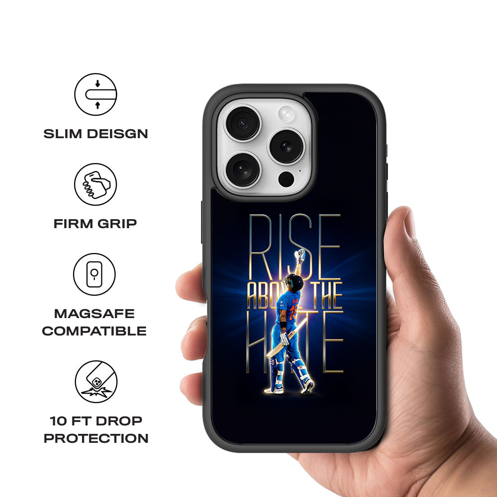 Rise Above The Hate Cricket Sports 3D Skin with Shockguard Armour Magsafe Case for Apple iPhone 16 Pro Max
