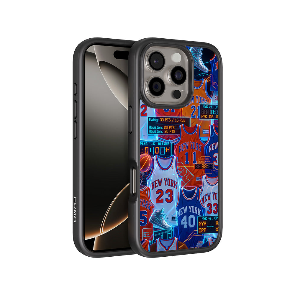 New York Knicks Retro Jerseys Sports 3D Skin with Shockguard Armour Magsafe Case for Apple iPhone 16 Pro