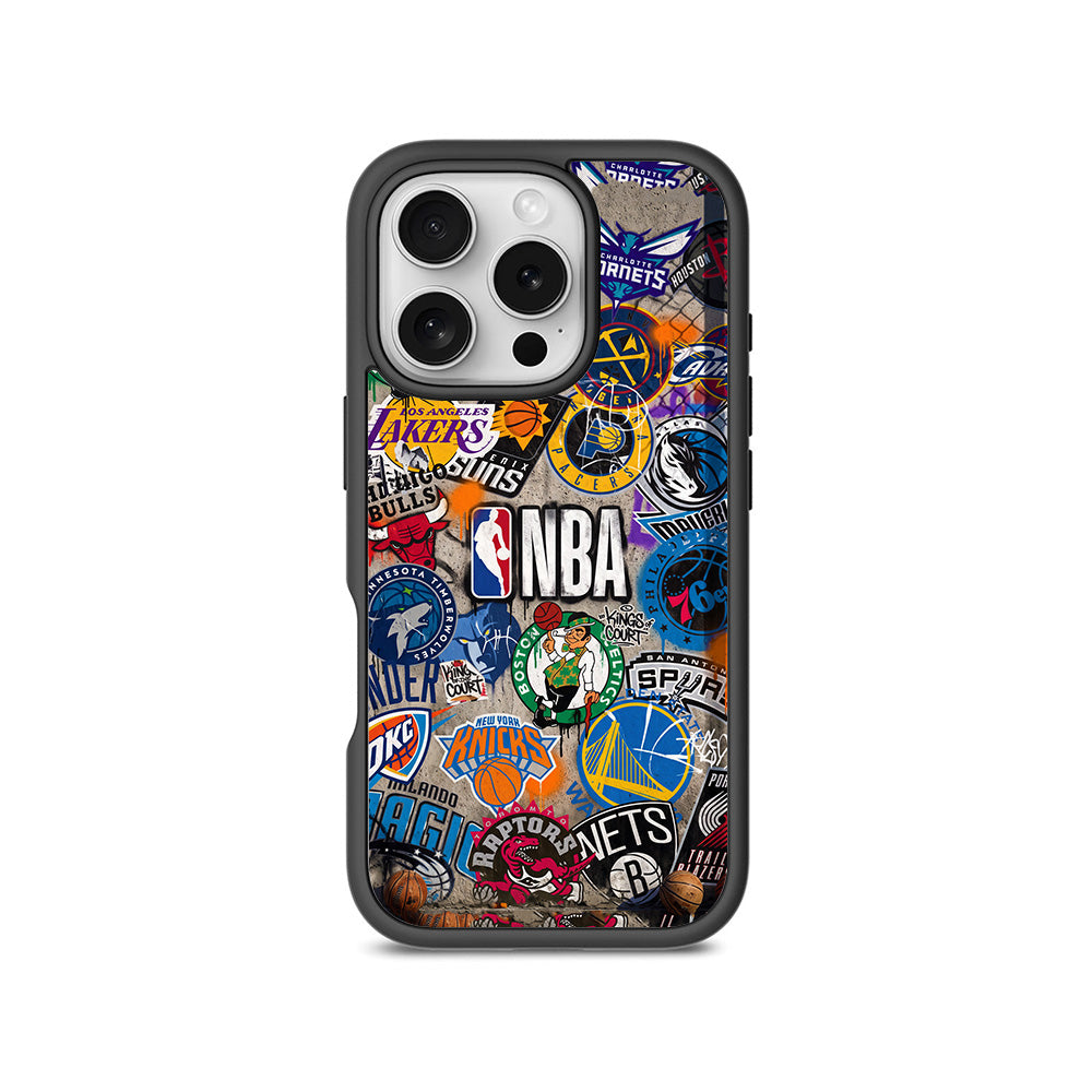 NBA Sticker Style Sports 3D Skin with Shockguard Armour Magsafe Case for Apple iPhone 16 Pro Max