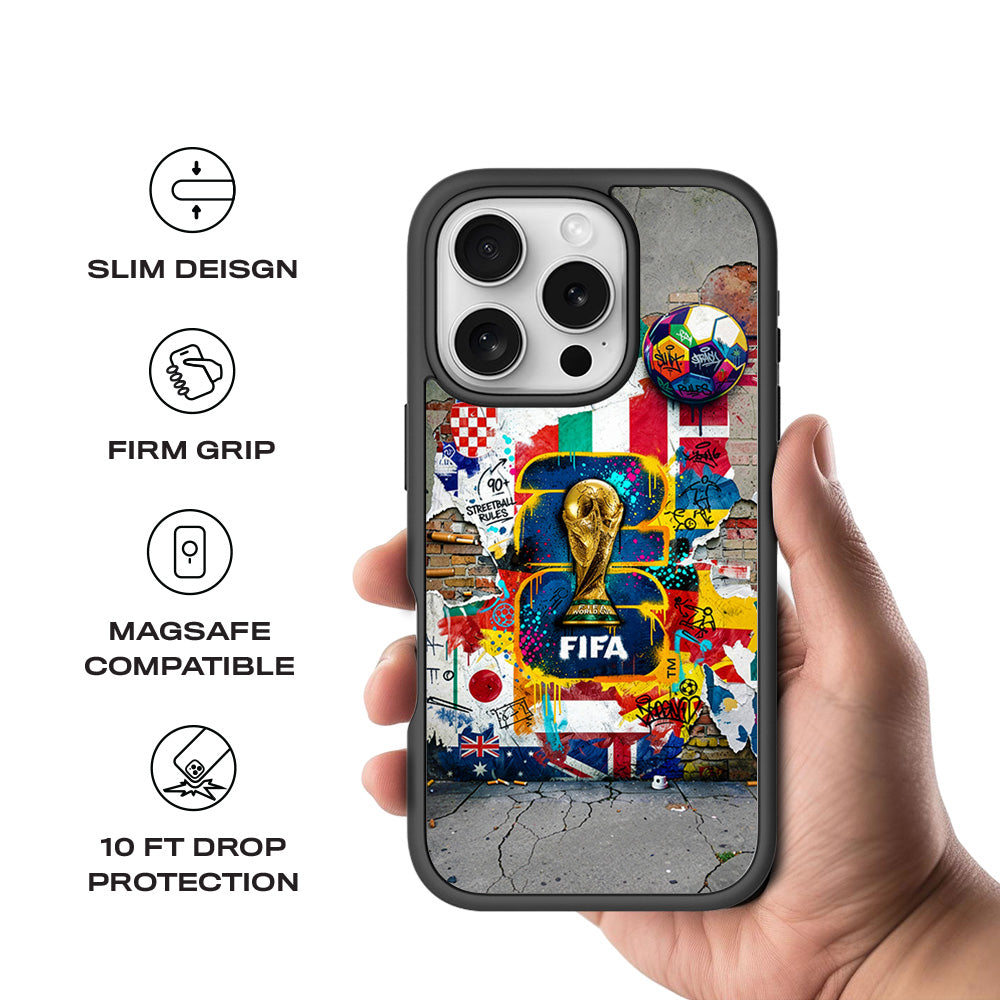 FIFA World Cup Streetstyle Sports 3D Skin with Shockguard Armour Magsafe Case for Apple iPhone 16 Pro