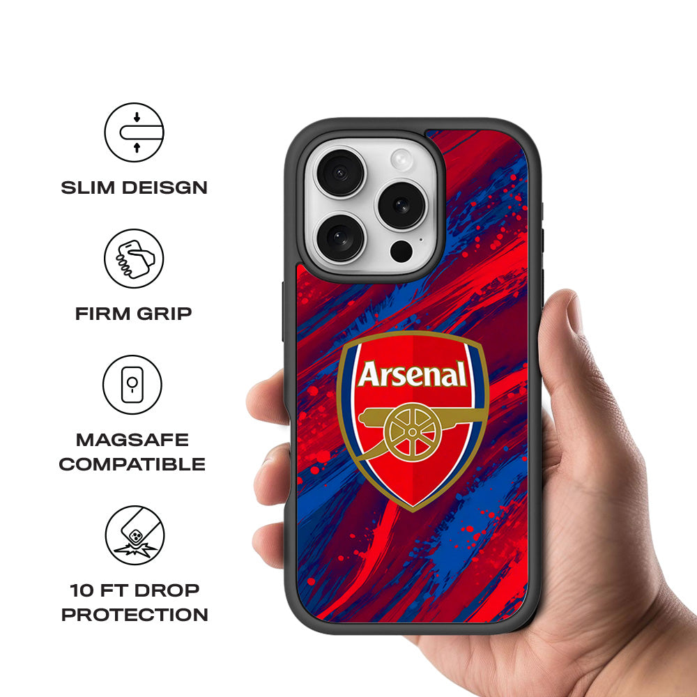 Arsenal Modern Crest Sports 3D Skin with Shockguard Armour Magsafe Case for Apple iPhone 16 Pro