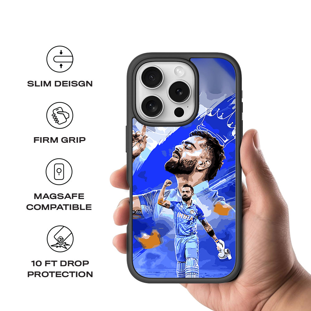 Virat Kohli Champion Sports 3D Skin with Shockguard Armour Magsafe Case for Apple iPhone 16 Pro