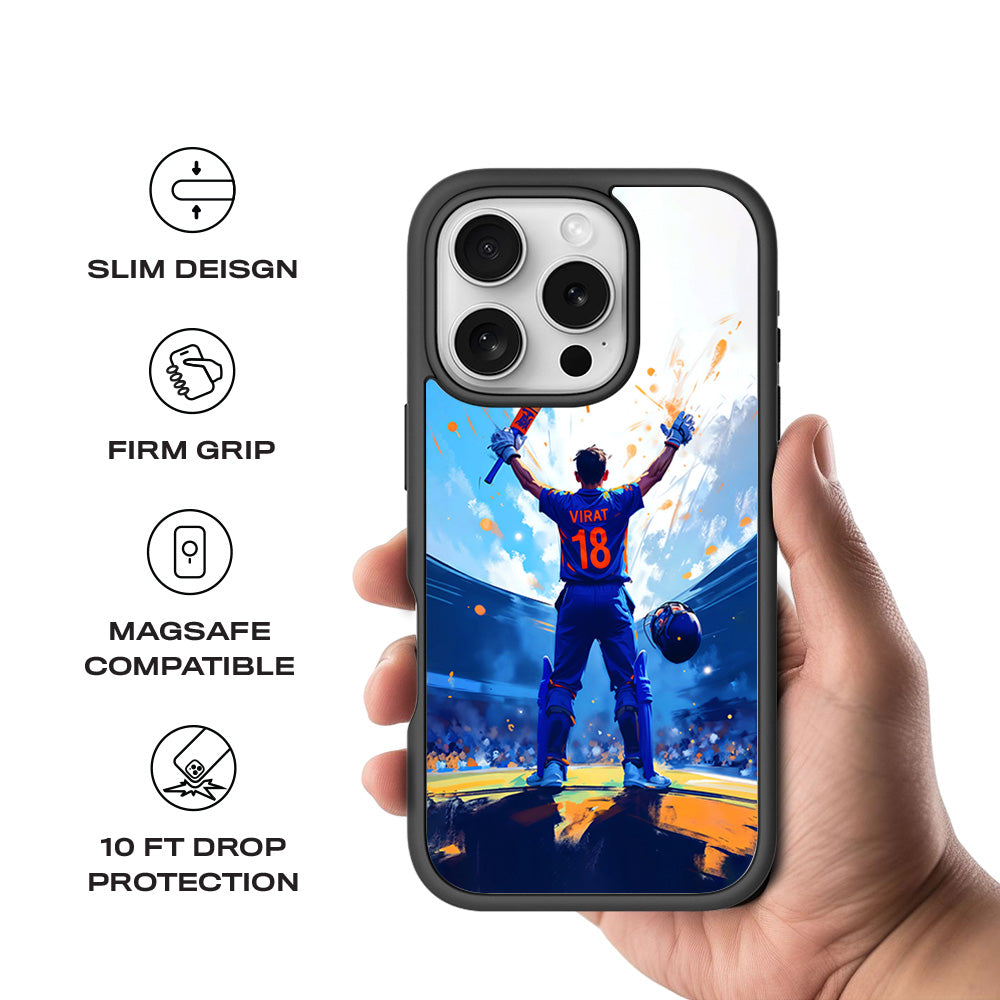 King Virat Kohli Sports 3D Skin with Shockguard Armour Magsafe Case for Apple iPhone 16 Pro