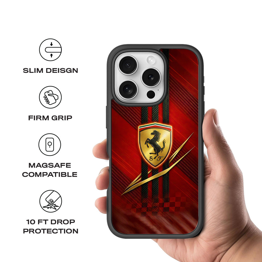 Ferrari 3D Skin with Shockguard Armour Magsafe Case for Apple iPhone 16 Pro