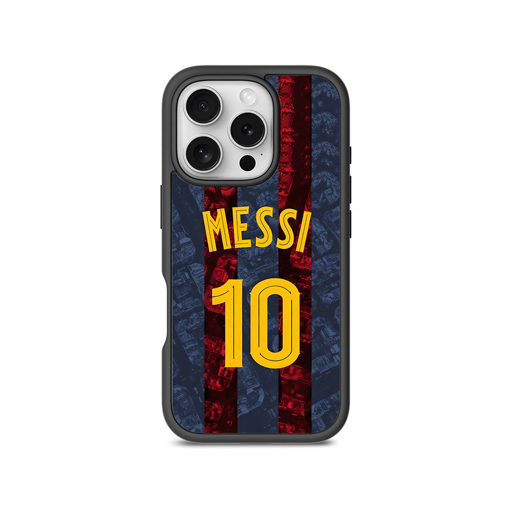 Messi Barcelona Jersey 3D Skin with Shockguard Armour Magsafe Case for Apple iPhone 16 Pro Max
