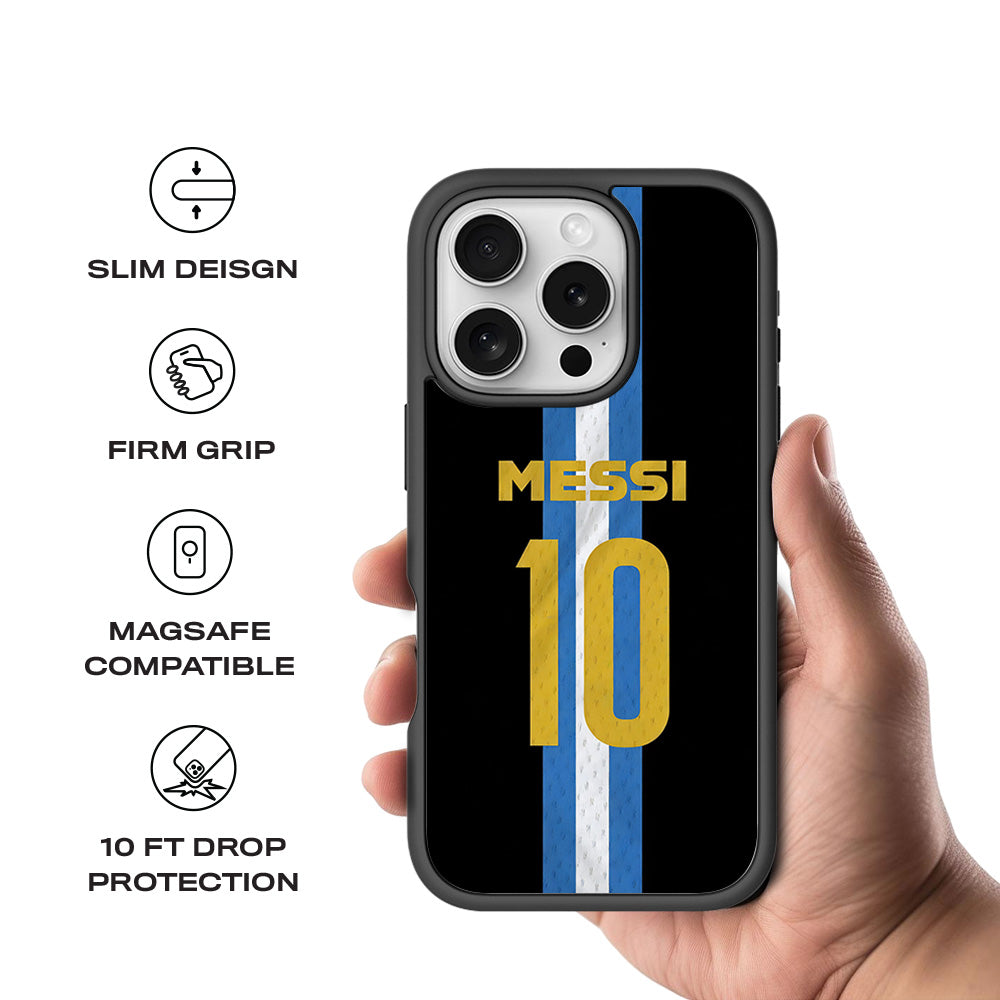 Messi Argentina Jersey 3D Skin with Shockguard Armour Magsafe Case for Apple iPhone 16 Pro Max