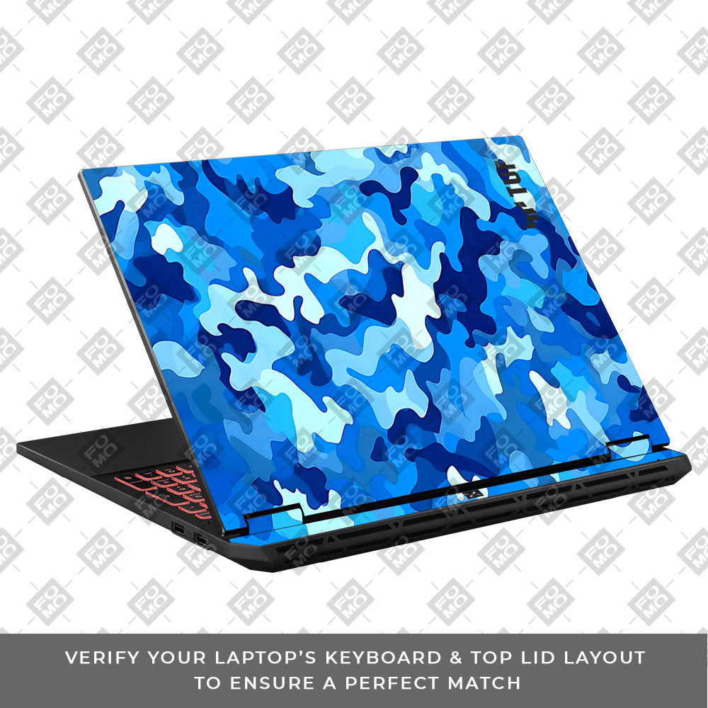 Arctic Blue Camo Pattern Asus TUF Gaming A16 2025 Laptop Skin