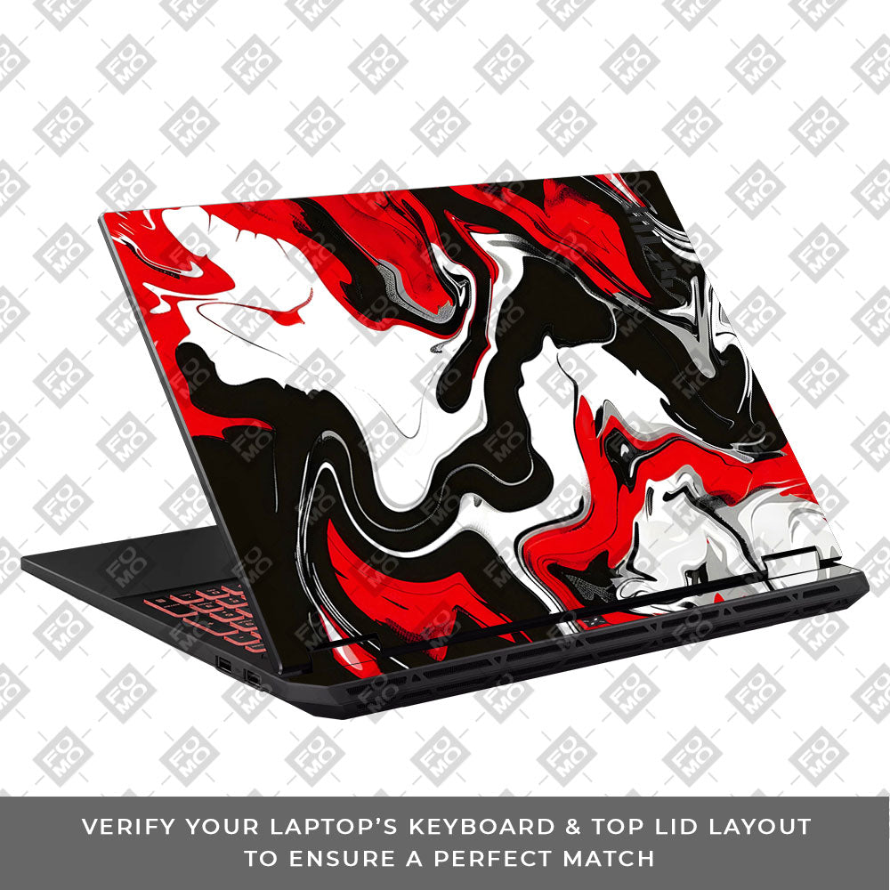 Red and White Marble Asus TUF Gaming A16 2025 Laptop Skin