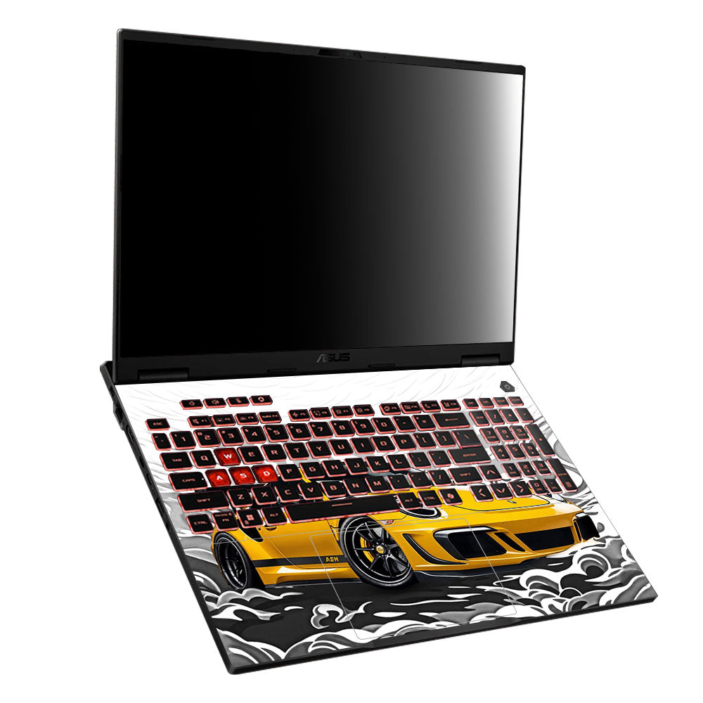 Porsche 911 Yellow Blaze Asus TUF Gaming A16 2025 Laptop Skin