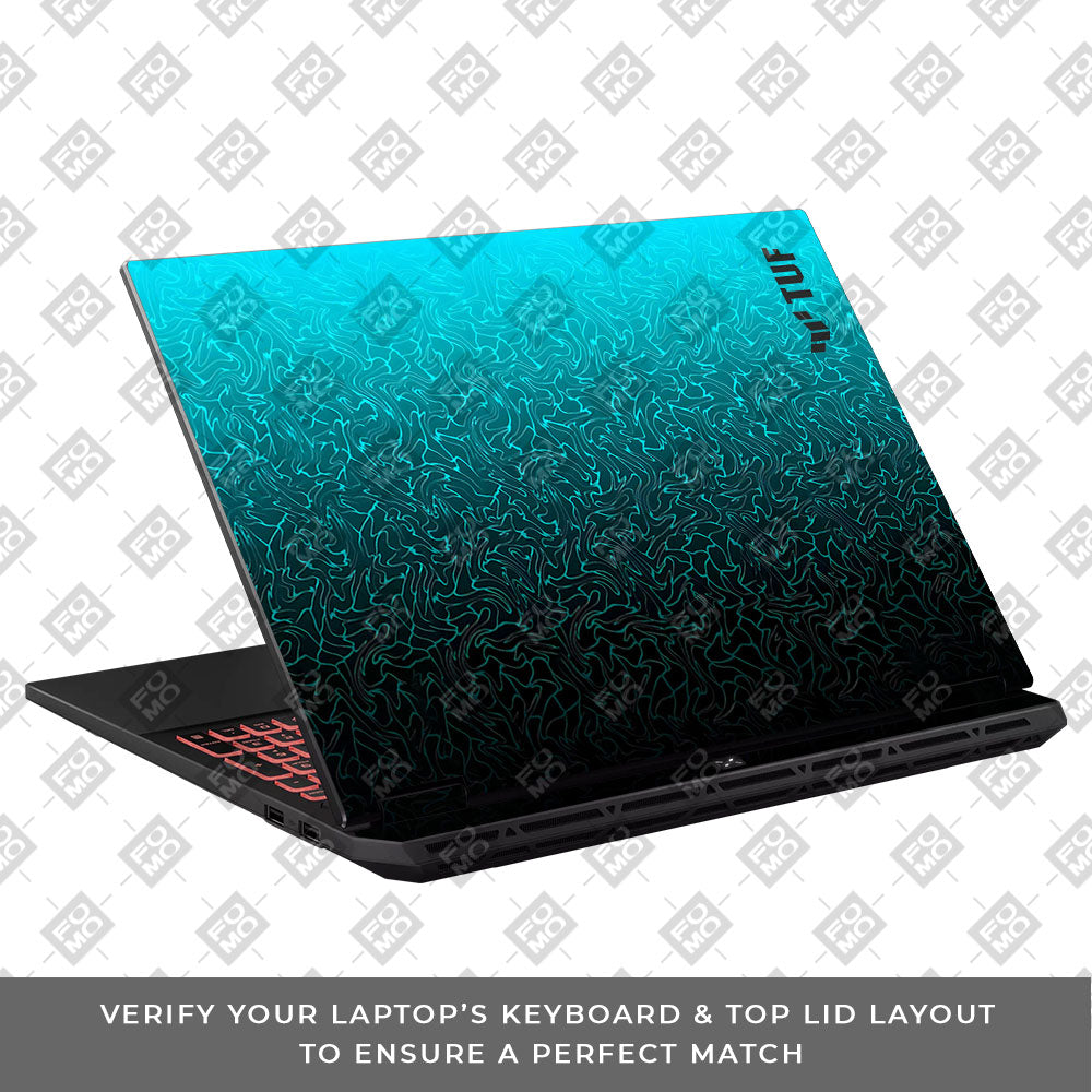 Cyan Blue to Black Asus TUF Gaming A16 2025 Laptop Skin