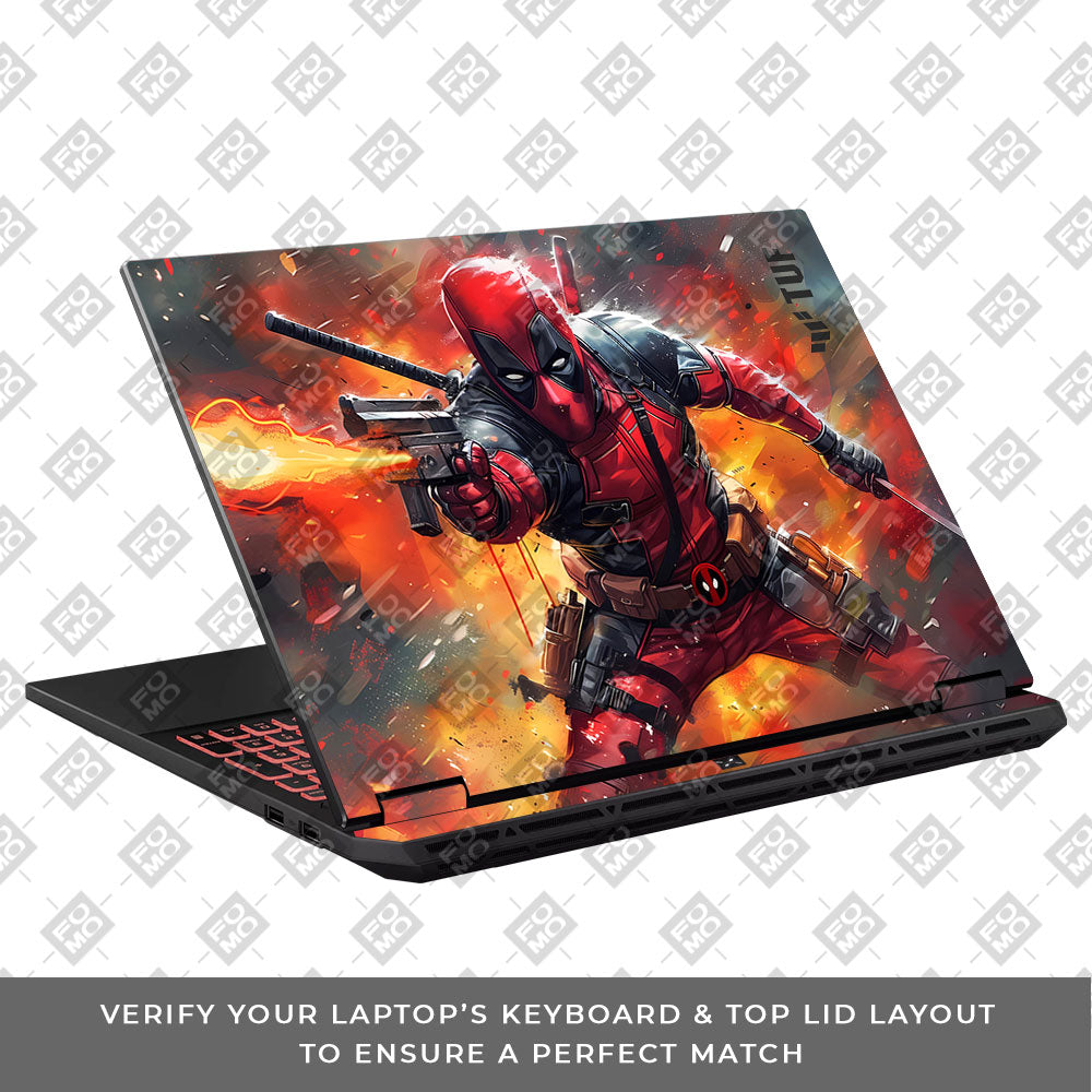 Deadpool in Action Asus TUF Gaming A16 2025 Laptop Skin