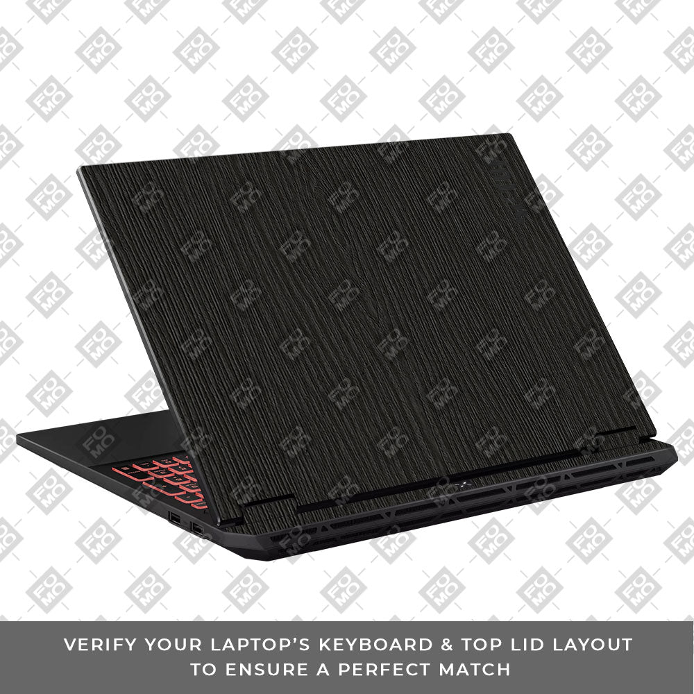 Textured Black Wood Asus TUF Gaming A16 2025 Laptop Skin