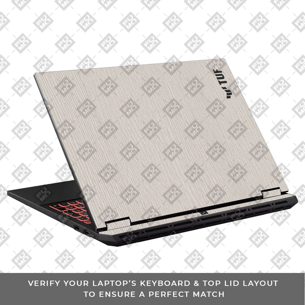 Textured White Wood Asus TUF Gaming A16 2025 Laptop Skin
