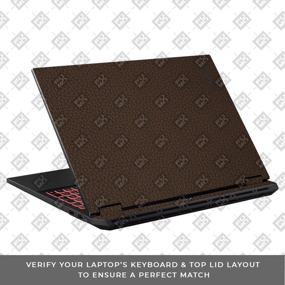 Textured Brown Leather Asus TUF Gaming A16 2025 Laptop Skin