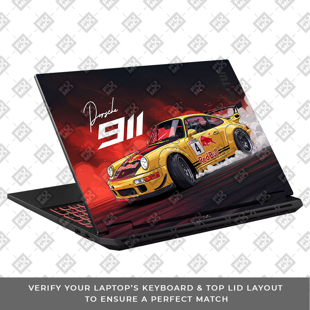 Porsche 911 Red Bull Classic Racer Asus TUF Gaming A16 2025 3D Laptop Skin