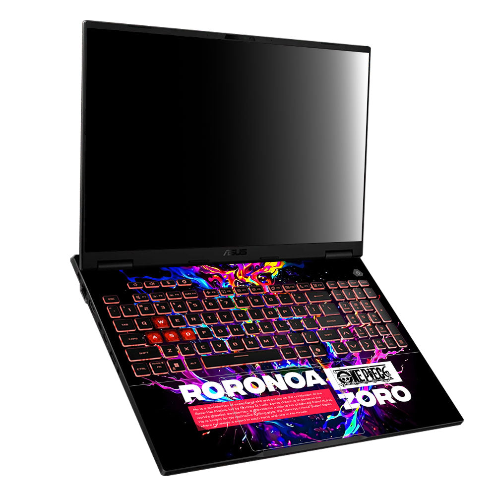 Zoro with Neon Flames Asus TUF Gaming A16 2025 Laptop Skin