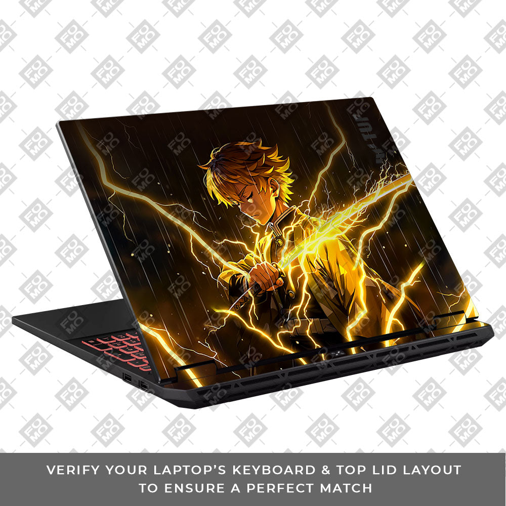 Thunder Soul Lightning Zenitsu Asus TUF Gaming A16 2025 3D Laptop Skin