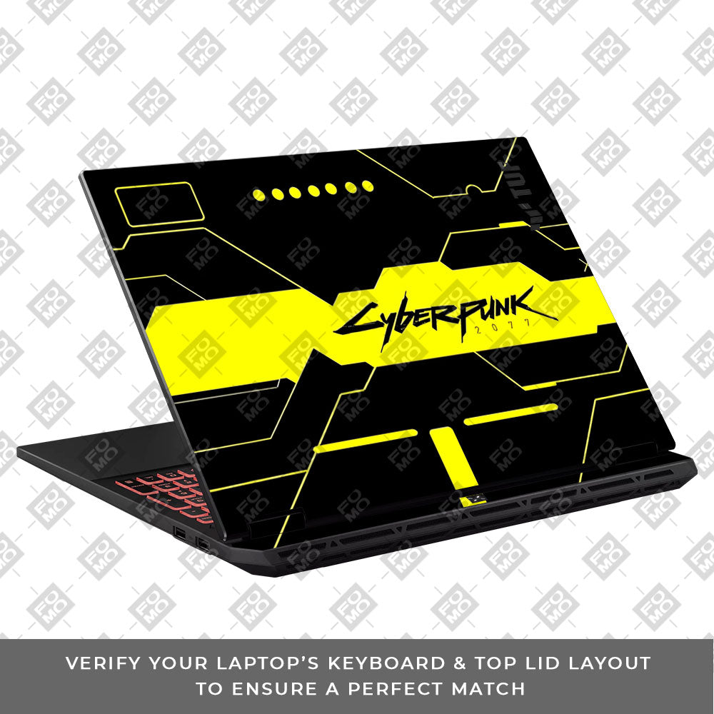 Cyberpunk Yellowline Grid Asus TUF Gaming A16 2025 Laptop Skin